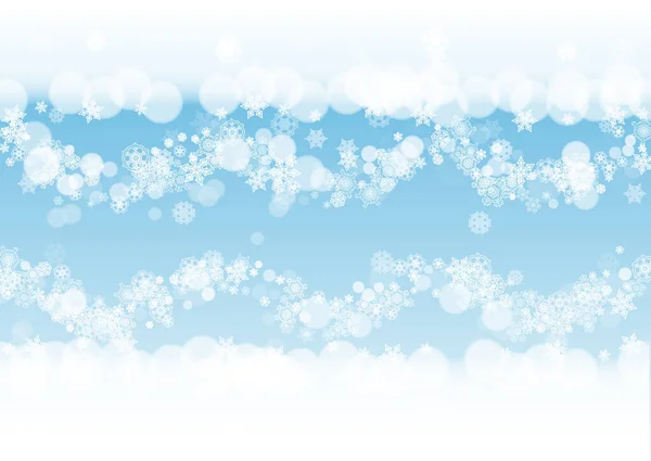 Schneeränder Mit Weißen Schneeflocken Auf Horizontalem Winterhintergrund Frohe Weihnachten Und — Stockvektor