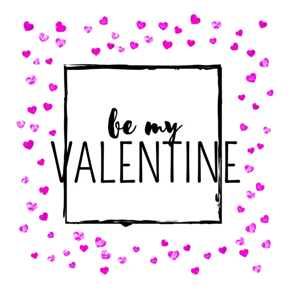 Valentijnskaart Met Roze Glitterhartjes Februari Vector Confetti Voor Valentijnskaart Sjabloon — Stockvector