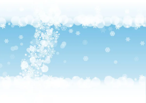 Neujahr Hintergrund Mit Weißen Frostigen Schneeflocken Horizontale Schneefallkulisse Winter Neujahr — Stockvektor