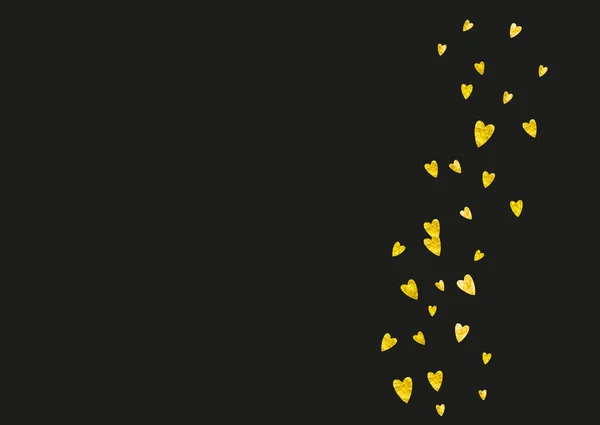 Brautdusche Hintergrund Mit Goldenen Glitzernden Herzen Valentinstag Vektorkonfetti Handgezeichnet Love — Stockvektor
