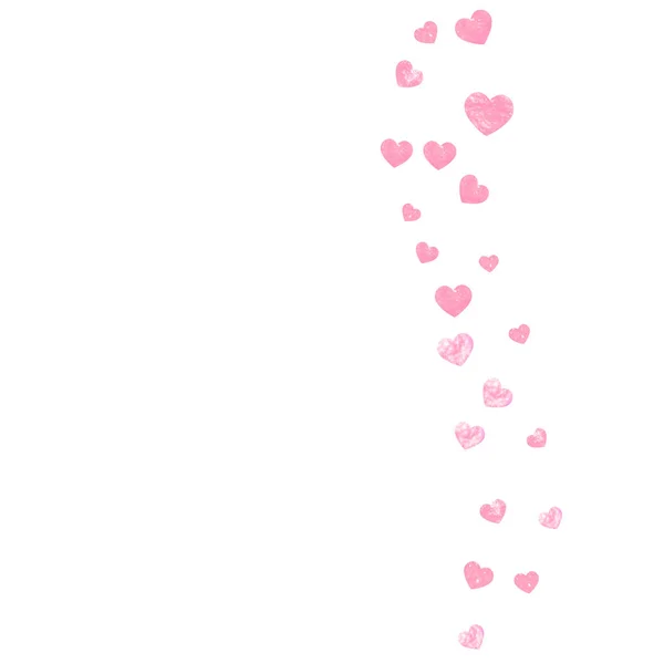 Рожевий Блиск Конфетті Серцями Ізольованому Тлі Падаючі Блискітки Глянцевими Блискітками — стоковий вектор