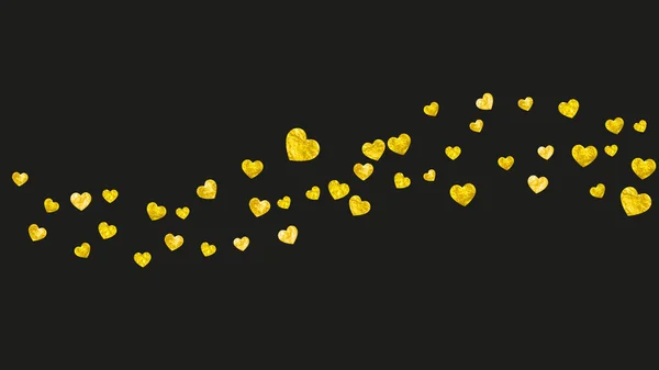 Bruids Achtergrond Met Gouden Glitter Hartjes Valentijnsdag Vectorconfetti Handgetekende Textuur — Stockvector