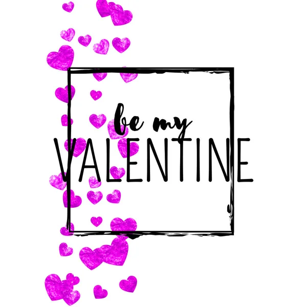 Открытка День Святого Валентина Розовыми Блестящими Сердцами Февраля Векторное Конфетти — стоковый вектор