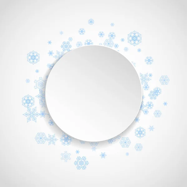 白色背景的圣诞雪 蓝色框架冬季横幅 优惠券 聚会活动 纸横幅 冰封的圣诞大雪 正方形雪花飘扬 — 图库矢量图片