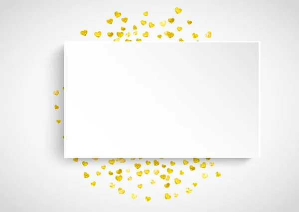 Kertas Valentine Bingkai Dengan Emas Berkilauan Hati Februari Hari Vektor Grafik Vektor