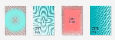 Minimum moda kaplama şablonu ayarlandı. Yarım tonlu fütürist düzen. Kitap, katalog ve yıllık için geometrik kapak şablonu. Minimalist renkli gradyanlar. Soyut iş illüstrasyonu.