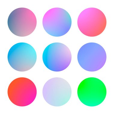 Yuvarlak soyut arka planlara sahip modern gradyan kümesi. Poster, afiş, broşür ve sunum için renkli sıvılar. Modaya uygun yumuşak renk. Ekranlar ve mobil uygulama için modern gradyan seti olan şablon