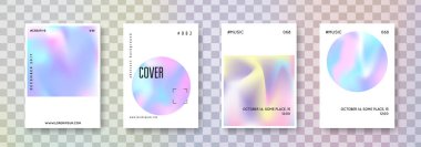 Holografik pilot seti. Soyut arka planlar. Gradyan örgülü renkli holografik uçucu. 90 'lar, 80' ler modası. Kitap, yıllık, mobil arayüz, web uygulaması için Pearlescent grafik şablonu.
