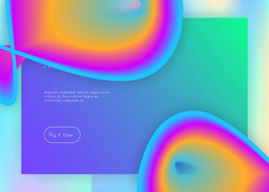 Sıvı sıvı. Canlı gradyan örgüsü. Yaratıcı ui, ekran tasarımı. Modern modayla birlikte holografik 3d arkaplan. Dinamik elementleri ve şekilleri olan sıvı. İniş sayfası.