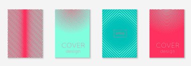 Gradyan kapak şablonu ayarlandı. Yarım tonlu asgari modayla. Afiş, sunum ve broşür için gelecek eğilimli kapak şablonu. Minimalist renkli şekiller. Soyut iş illüstrasyonu