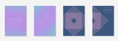 Soyut kapaklar ayarlandı. Yarım ton eğimli asgari trend vektörü. Broşür, poster, broşür ve davetiye için geometrik gelecek şablonu. Minimalist renkli kapak. Soyut şekiller illüstrasyon.
