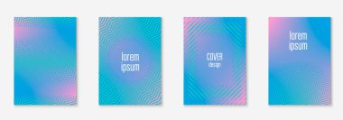 Gradyan kapak şablonu ayarlandı. Yarım tonlu asgari modayla. Afiş, sunum ve broşür için gelecek eğilimli kapak şablonu. Minimalist renkli şekiller. Soyut iş illüstrasyonu