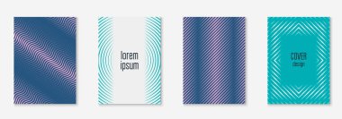 Güzel kapak şablonu. Yarım ton eğimli asgari trend vektörü. Broşür, poster, broşür ve davetiye için Geometrik serin kapak şablonu. Minimalist renkli şekiller. Soyut resimleme.