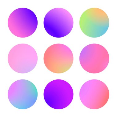 Modern soyut arka planlara sahip yuvarlak gradyan kümesi. Takvim, broşür, davetiye ve kartlar için renkli sıvılar. Modaya uygun yumuşak renk. Ekranlar ve mobil uygulama için yuvarlak eğimli şablon