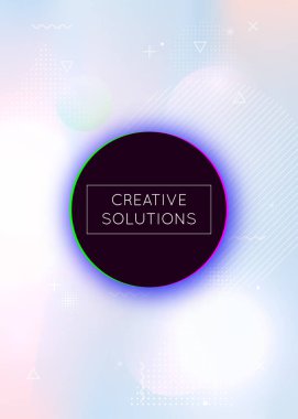 Sıvı arka planı dinamik sıvıyla şekillendirir. Memphis elementleriyle holografik bauhaus gradyanı. Pankart, sunum, afiş ve broşür için grafiksel şablon. Gökkuşağı sıvısı arka plan şekilleri.