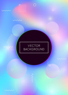 Sıvı şekilli Memphis gradyanı. Bauhaus elementli dinamik holografik sıvı. Broşür, pankart, duvar kağıdı, mobil ekran için grafiksel şablon. Parlak memphis gradyanı.