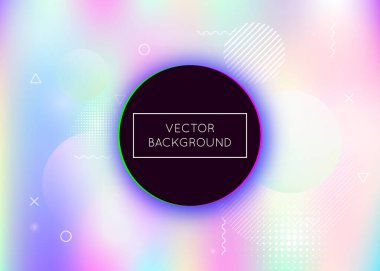 Sıvı şekilli holografik arkaplan. Memphis sıvı elementleriyle dinamik Bauhaus gradyanı. Pankart, sunum, afiş ve broşür için grafiksel şablon. İncili holografik arkaplan.