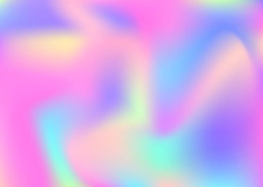 Soyut arkaplan hologramı. Spektrum gradyan arkaplanı hologramla birlikte. 90 'lar, 80' ler modası. Broşür, pankart, duvar kağıdı, mobil ekran için Pearlescent grafik şablonu.