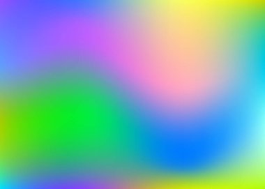 Holografik soyut arkaplan. Gradyan örgülü sıvı holografik arkaplan. 90 'lar, 80' ler modası. Broşür, el ilanı, poster tasarımı, duvar kağıdı, mobil ekran için yanardöner grafik şablonu.