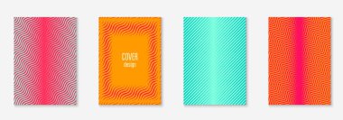 Minimum moda kaplama şablonu ayarlandı. Yarım tonlu fütürist düzen. Kitap, katalog ve yıllık için geometrik kapak şablonu. Minimalist renkli gradyanlar. Soyut iş illüstrasyonu.