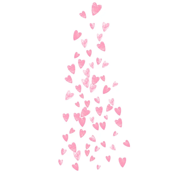 Pink Glitter Confetti Hearts Isolated Backdrop Falling Sequins Metallic Shimmer — Stock Vector