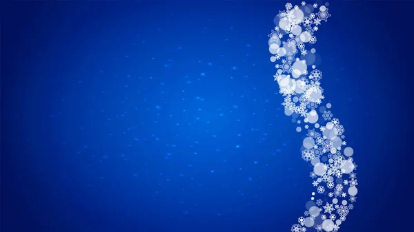 Kerst Frame Met Vallende Sneeuw Blauwe Achtergrond Met Sprankelingen Horizontaal — Stockvector