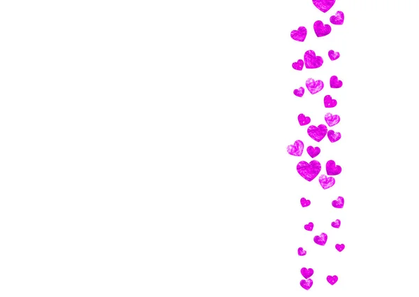 ピンクの輝きでバレンタインデーのハートボーダー 2月14日 ハートボーダーテンプレート用ベクトルコンフェッティ 手描きの質感をグランジ ギフト券 バウチャー イベントのための愛のテーマ — ストックベクタ