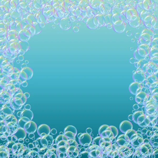 Bath Foam Gradient Background Realistic Water Bubbles Cool Rainbow Colored — Stock Vector