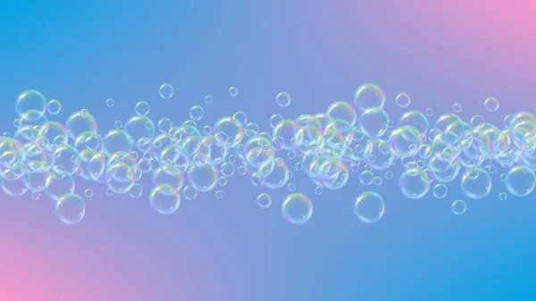 Badeschaum Auf Steigungsuntergrund Realistische Wasserblasen Kühler Regenbogenfarbener Flüssigschaum Mit Shampoo — Stockvektor