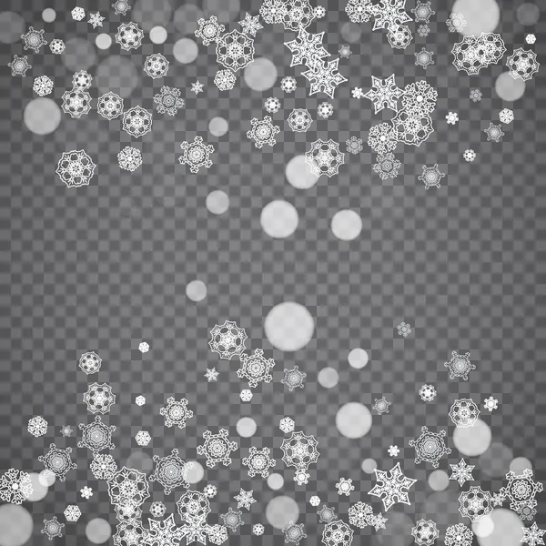 Flocons Neige Isolés Sur Fond Gris Transparent Vente Hiver Conception — Image vectorielle