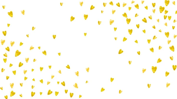 Brautdusche Hintergrund Mit Goldenen Glitzernden Herzen Valentinstag Vektorkonfetti Handgezeichnet Liebesthema — Stockvektor