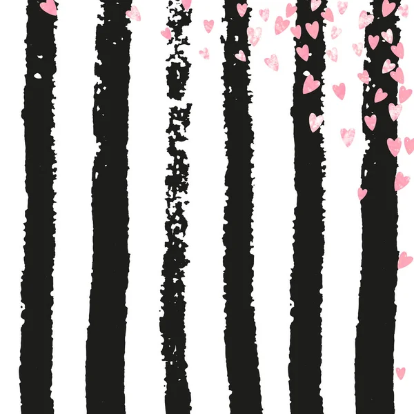 Confettis Coeur Rose Pailleté Sur Rayures Noires Paillettes Tombantes Avec — Image vectorielle