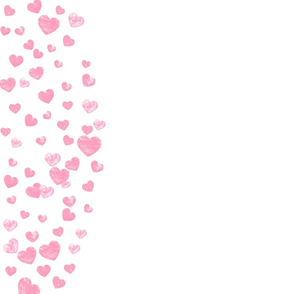 Конфетти Розовыми Блестками Сердечками Изолированном Фоне Падающие Блестки Металлическим Блеском — стоковый вектор