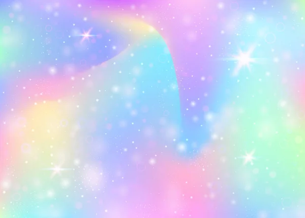 Hologram Achtergrond Met Regenboog Gaas Vloeibaar Universum Banner Prinsessenkleuren Fantasie — Stockvector
