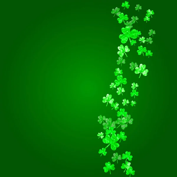 Clover Background Saint Patricks Day Lucky Trefoil Confetti Glitter Frame — Stock Vector