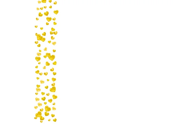 Herzrahmen Hintergrund Mit Goldenem Glanz Valentinstag Vektorkonfetti Handgezeichnete Textur Liebe — Stockvektor