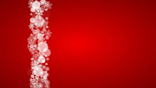 Jul Gräns Med Vita Snöflingor Röd Bakgrund Jultomtens Färger Horisontell — Stock vektor