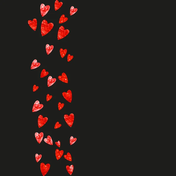 Heart Frame Achtergrond Met Roze Glitter Valentijnsdag Vectorconfetti Handgetekende Textuur — Stockvector