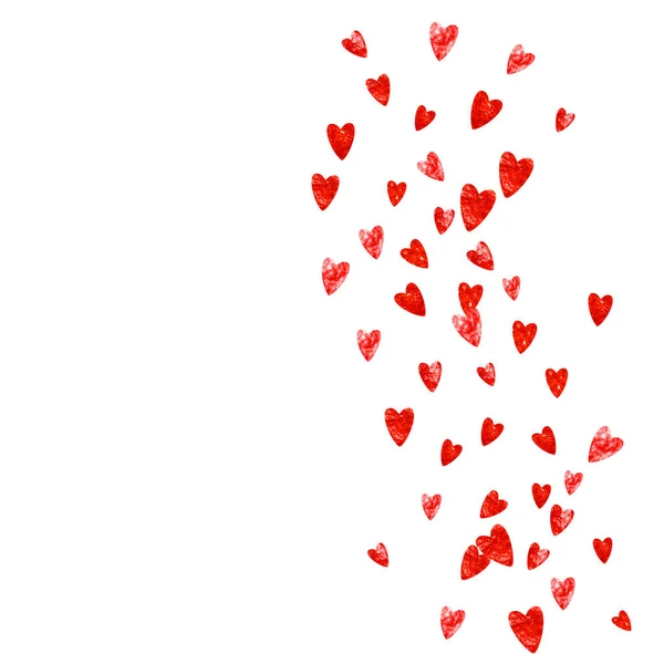 Sevgililer Günü Için Kırmızı Parıltılı Grunge Kalp Arka Planı Şubat — Stok Vektör