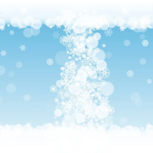 Weihnachten Schneeflocken Auf Winterlichem Hintergrund Rahmen Für Saisonale Winterbanner Geschenkgutscheine — Stockvektor
