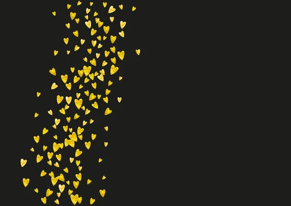 Fondo Borde Del Corazón Con Brillo Oro Día San Valentín — Vector de stock