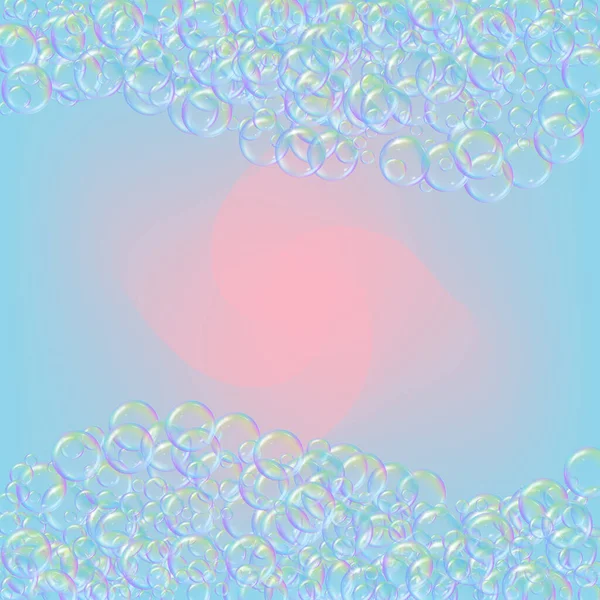 Shampooblasen Auf Dem Hintergrund Des Gefälles Realistische Wasserblasen Kühler Regenbogenfarbener — Stockvektor