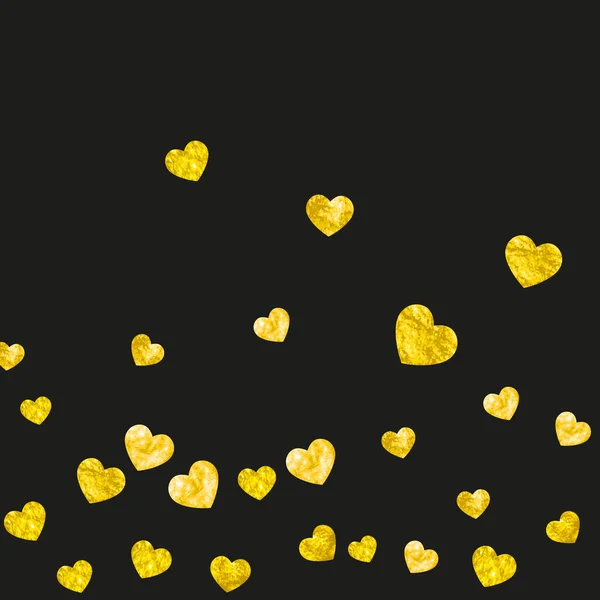 金の輝きの心を持つブライダル背景 バレンタインデー ベクトル コンフェッティ 手描きの質感 パーティーの招待状 小売オファー 広告のテーマが大好きです ハートのブライダル背景テンプレート — ストックベクタ