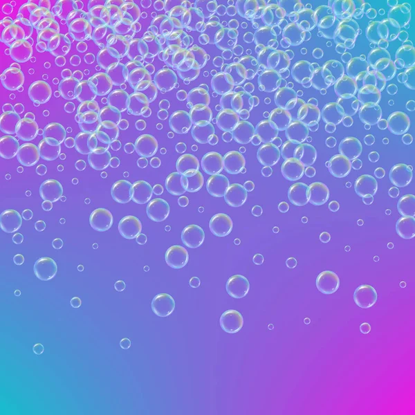 Espuma Champú Lluvia Con Burbujas Agua Realistas Fondo Degradado Moda — Vector de stock