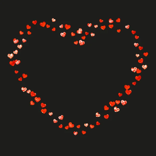 Sevgililer Günü Sınırında Kırmızı Parıldayan Kalpler Şubat Günü Sevgililer Günü — Stok Vektör