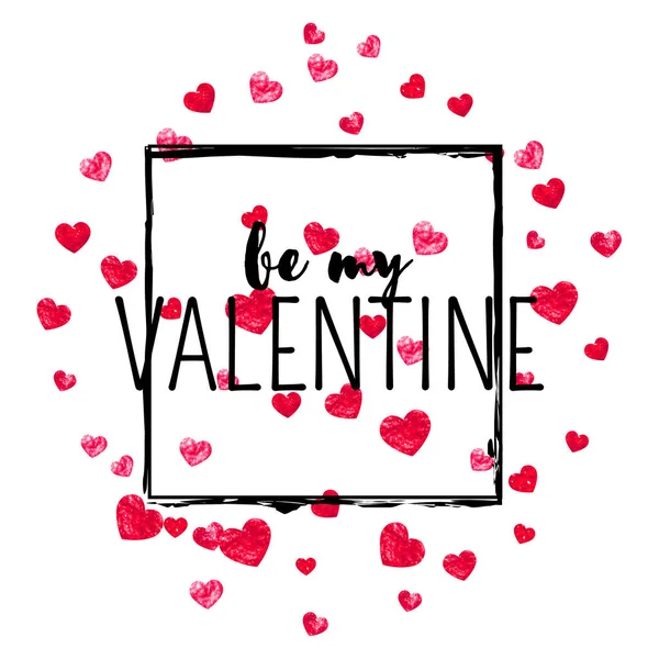 情人节卡片 红红的 晶莹的心 2月14日情人节卡片模板的向量Confetti 手绘手绘纹理 特价商品 传单的爱情主题 — 图库矢量图片