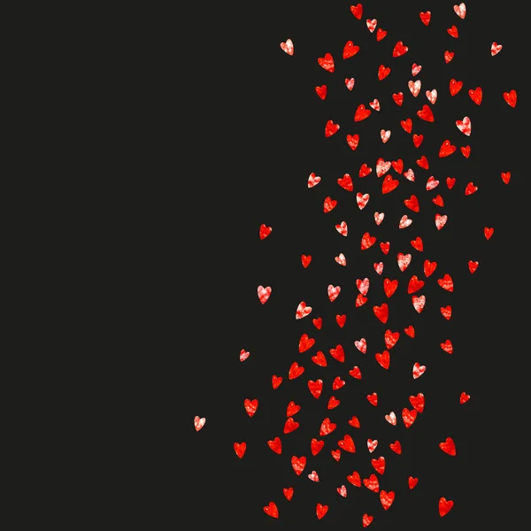 Venta San Valentín Con Corazones Purpurina Roja Febrero Vector Confetti — Vector de stock