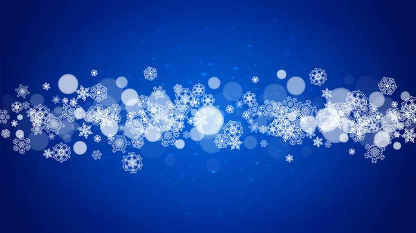 Marco Navidad Con Nieve Cayendo Sobre Fondo Azul Con Destellos — Vector de stock