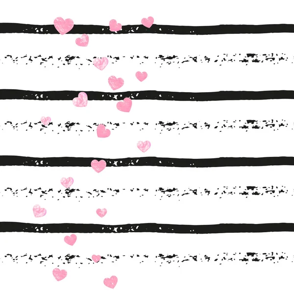Confettis Paillettes Mariage Avec Des Coeurs Sur Rayures Noires Paillettes — Image vectorielle