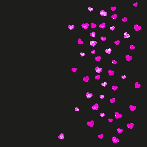 Srdce Rámeček Valentýna Růžovým Třpytem Února Vektorové Konfety Pro Šablonu — Stockový vektor